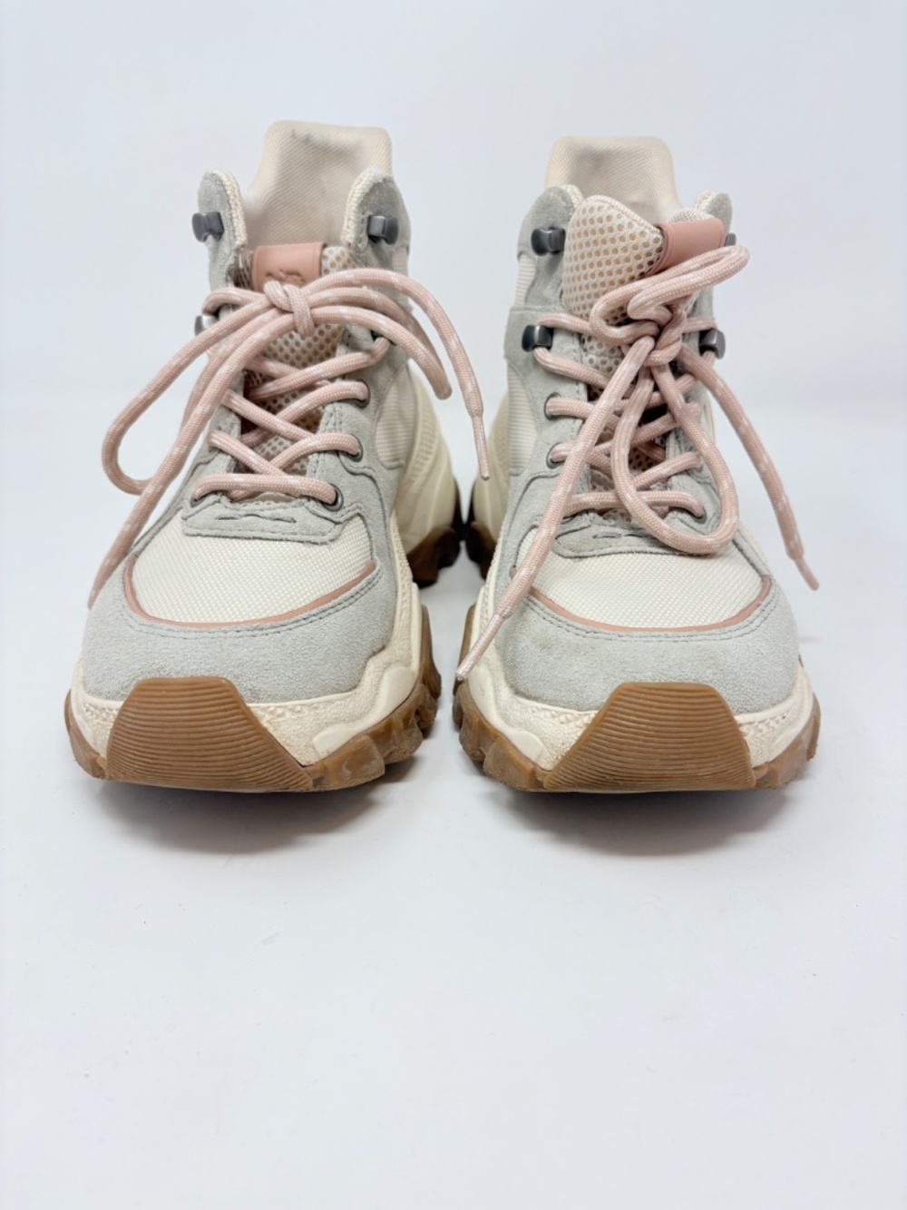 Coach C265 Hiker Sneakers High Cut Hiker Boot Platform Light Grey Pink Size 6 - Picture 7 of 14